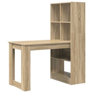 vidaXL Asztal polcokkal Sonoma tölgy 122 x 67 x 145 cm Faanyag