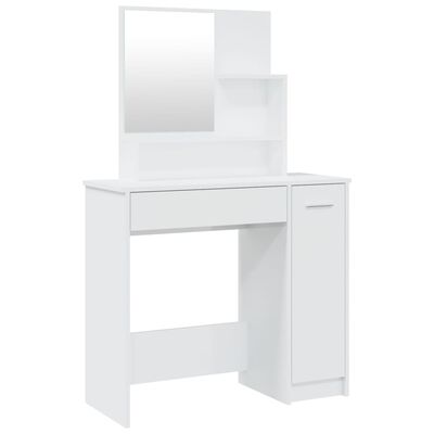 vidaXL magasfényű fehér fésülködőasztal tükörrel 86,5 x 35 x 136 cm