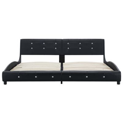 vidaXL fekete műbőr ágy matraccal 180 x 200 cm