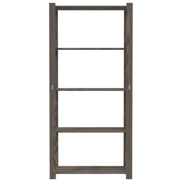 vidaXL 5 szintes sz&uuml;rke t&ouml;m&ouml;r fenyőfa t&aacute;rol&oacute;&aacute;llv&aacute;ny 80 x 38 x 170 cm