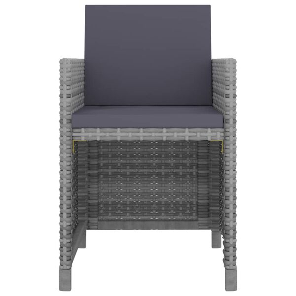 vidaXL 9 részes antracitszürke polyrattan étkezőszett párnákkal