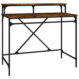 vidaXL f&uuml;st&ouml;s t&ouml;lgy sz&iacute;nű szerelt fa &eacute;s vas &iacute;r&oacute;asztal 100 x 50 x 90 cm