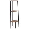 vidaXL 3 szintes s&ouml;t&eacute;tbarna &eacute;s fekete sarokpolc 45,5 x 31,5 x 120 cm