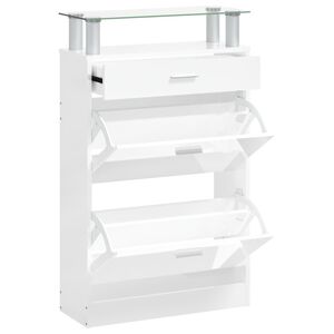 vidaXL magasf&eacute;nyű feh&eacute;r szerelt fa cipőszekr&eacute;ny 63x24x104 cm