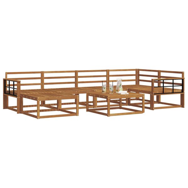 vidaXL K&uuml;lt&eacute;ri kanap&eacute; szett 7 pcs Term&eacute;szetes T&ouml;m&ouml;r Ak&aacute;cfa