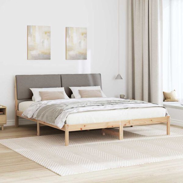 vidaXL &Aacute;gykeret fejt&aacute;ml&aacute;val Barna &eacute;s taupe 200 x 200 cm T&ouml;m&ouml;r fenyőfa