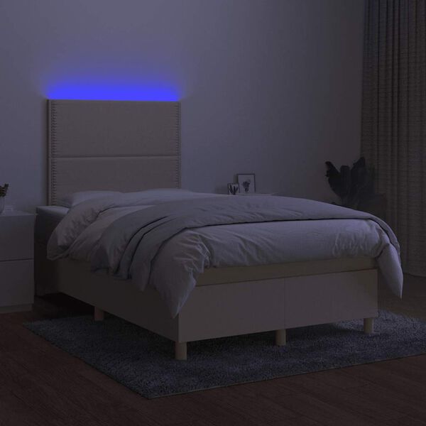 vidaXL kr&eacute;msz&iacute;nű sz&ouml;vet rug&oacute;s &eacute;s LED-es &aacute;gy matraccal 120x190cm