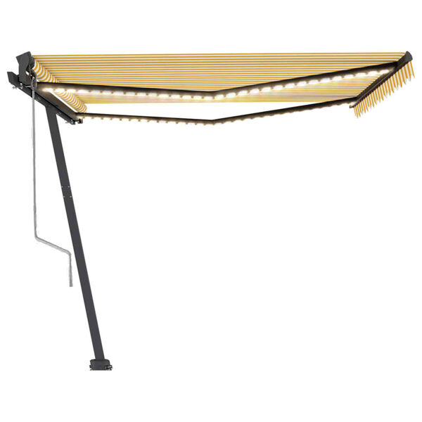 vidaXL s&aacute;rga-feh&eacute;r sz&eacute;l&eacute;rz&eacute;kelős &eacute;s LED-es napellenző 400x350 cm