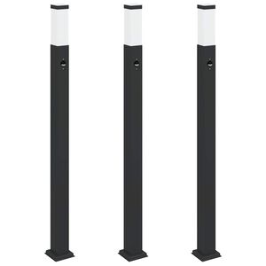 vidaXL 3 db szenzoros oszlopl&aacute;mpa 110 cm fekete IP44