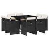 vidaXL 9 részes fekete polyrattan kerti étkezőgarnitúra párnákkal