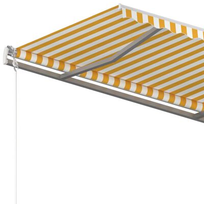 vidaXL sárga és fehér kézzel kihúzható napellenző póznákkal 4,5x3,5 m