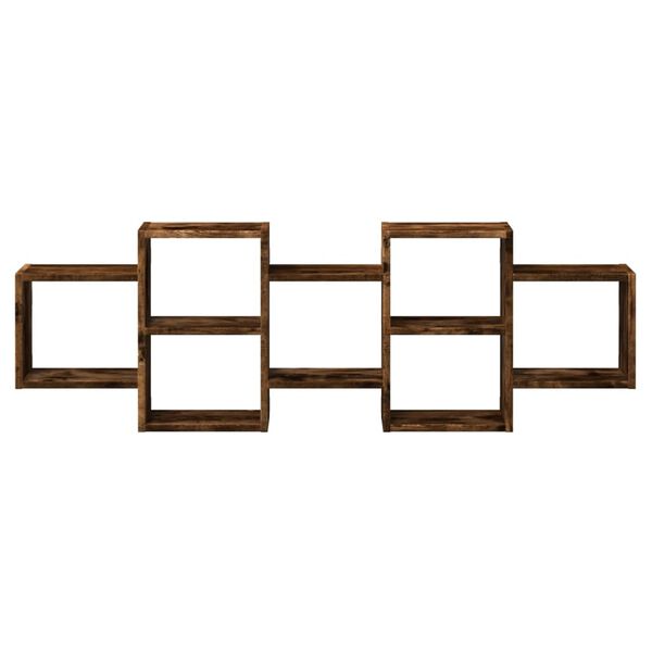 vidaXL füstös tölgy színű szerelt fa fali polc 129 x 18 x 42 cm