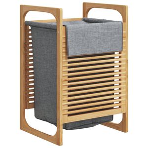 vidaXL bambusz szennyeskos&aacute;r sz&uuml;rke zs&aacute;kkal 32x30x36,5 cm bambusz