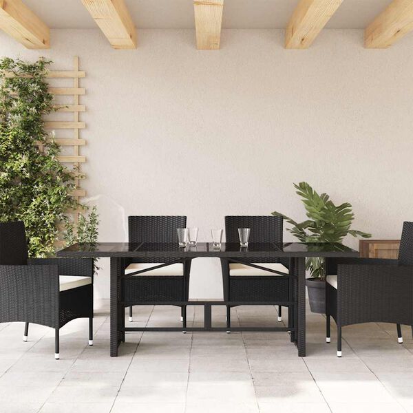 vidaXL fekete polyrattan &uuml;veglapos kerti asztal 190x80x74 cm