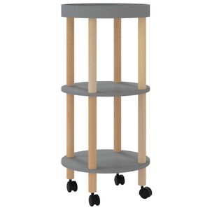 vidaXL 3 szintes sz&uuml;rke szerelt fa &eacute;s t&ouml;m&ouml;r fenyőfa kocsi 38x38x82 cm