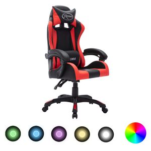 vidaXL piros &eacute;s fekete műbőr versenysz&eacute;k RGB LED-vil&aacute;g&iacute;t&aacute;ssal