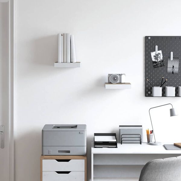 vidaXL 2 db t&ouml;lgysz&iacute;nű &eacute;s feh&eacute;r MDF lebegő fali polc 23x23,5x3,8 cm