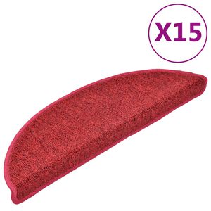 vidaXL 15 db l&eacute;pcsőszőnyeg 56 x 17 x 3 cm piros f&eacute;lk&ouml;r alak&uacute;