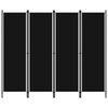 vidaXL fekete 4 paneles parav&aacute;n 200 x 180 cm