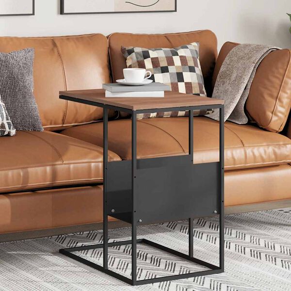 vidaXL fekete szerelt fa kisasztal 55 x 36 x 59,5 cm