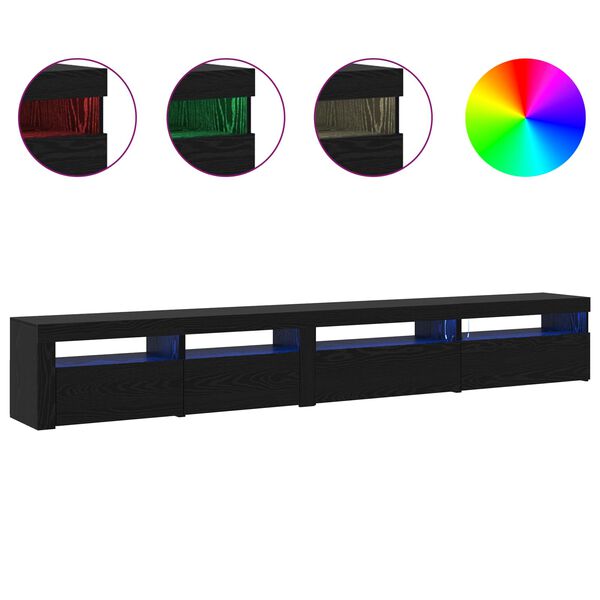 vidaXL TV szekr&eacute;ny garnit&uacute;ra 3 pcs Fekete t&ouml;lgy 270 x 35 x 40 cm