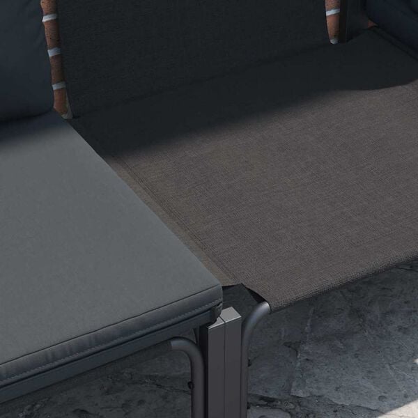 vidaXL Kerti Kanap&eacute; Szett p&aacute;rn&aacute;val 8 pcs Fekete Ac&eacute;l