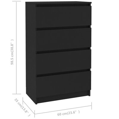 vidaXL fekete szerelt fa tálalószekrény 60 x 35 x 98,5 cm