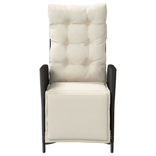 vidaXL fekete polyrattan dönthető kerti szék lábtartóval