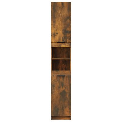 vidaXL füstös tölgyszínű szerelt fa fürdőszobaszekrény 32x34x188,5 cm