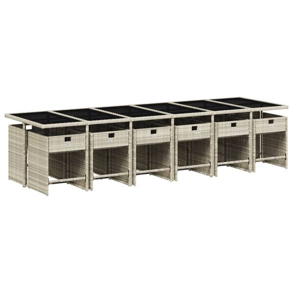 vidaXL 13 r&eacute;szes sz&uuml;rke polyrattan kerti &eacute;tkezőgarnit&uacute;ra p&aacute;rn&aacute;kkal