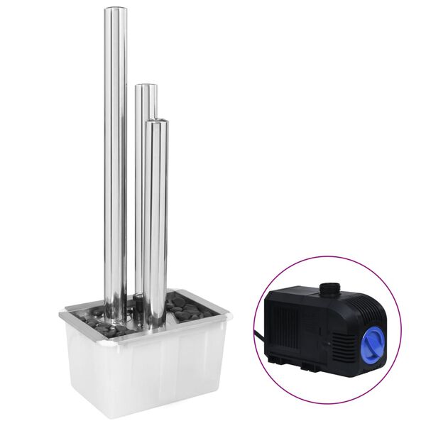 vidaXL ezüstszínű rozsdamentes acél kerti szökőkút 48 x 34 x 123 cm