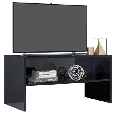 vidaXL magasfényű fekete forgácslap TV-szekrény 80 x 40 x 40 cm