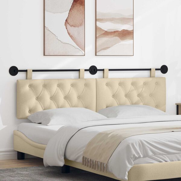 vidaXL Fali Fejt&aacute;mla Falra szerelhető Kr&eacute;m 190 x 55 x 7 cm sz&ouml;vet