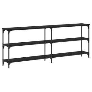 vidaXL Konzolasztal Musta tammi 200 x 29 x 75 cm M&eacute;rn&ouml;ki fa &eacute;s f&eacute;m