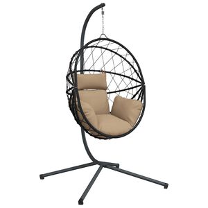 vidaXL t&oacute;psz&iacute;nű rattan &eacute;s ac&eacute;l f&uuml;ggő kagyl&oacute;sz&eacute;k &aacute;llv&aacute;nnyal