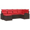 vidaXL Kerti Kanap&eacute; Szett p&aacute;rn&aacute;val 6 pcs Barna Poly Rattan