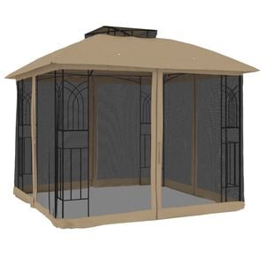 vidaXL t&oacute;psz&iacute;nű ac&eacute;l dupla tetős pavilon h&aacute;l&oacute;s falakkal 2,94 x 2,94 m