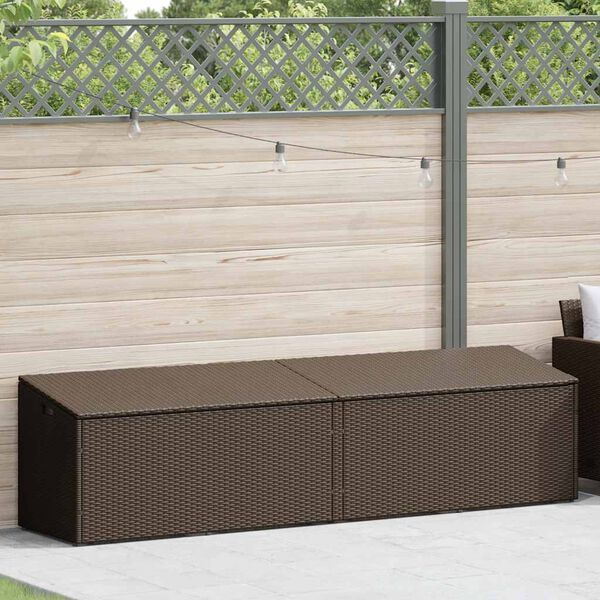 vidaXL barna polyrattan kerti t&aacute;rol&oacute;l&aacute;da 220x50x58 cm