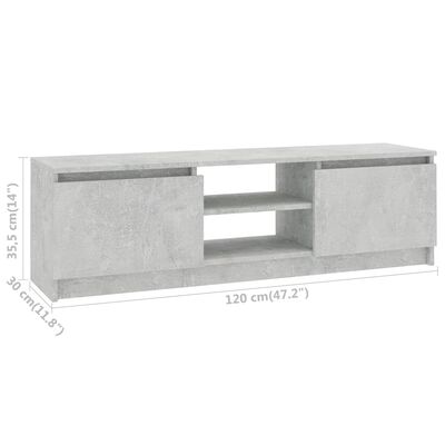 vidaXL betonszürke forgácslap TV-szekrény 120 x 30 x 35,5 cm