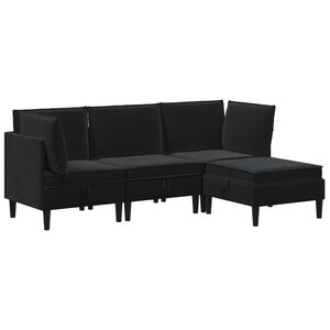 vidaXL Nappali b&uacute;tor szett 4 db Fekete B&aacute;rsony