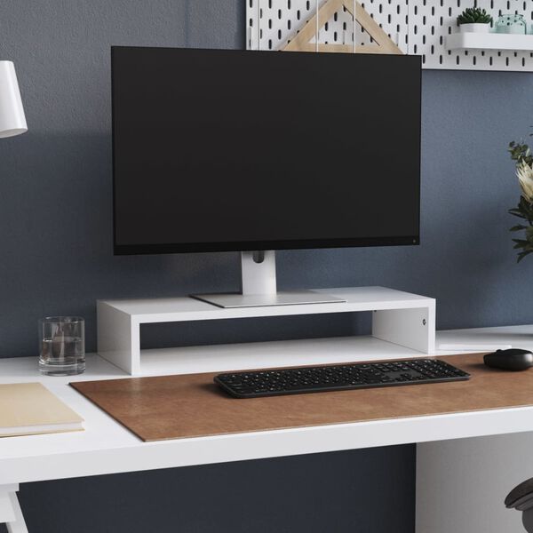 vidaXL magasfényű fehér szerelt fa monitorállvány 60 x 23,5 x 12 cm