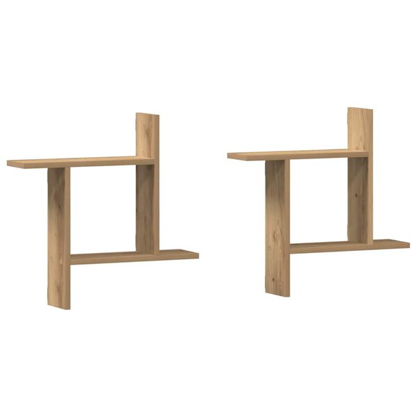 vidaXL 2 db k&eacute;zműves t&ouml;lgy sz&iacute;nű szerelt fa fali polc 50 x 12 x 50 cm