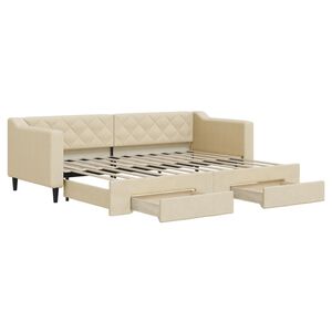 vidaXL kr&eacute;msz&iacute;nű kih&uacute;zhat&oacute; sz&ouml;vet heverő fi&oacute;kokkal 80 x 200 cm