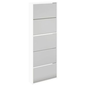vidaXL feh&eacute;r 5 szintes t&uuml;kr&ouml;s cipőszekr&eacute;ny 63 x 17 x 169,5 cm