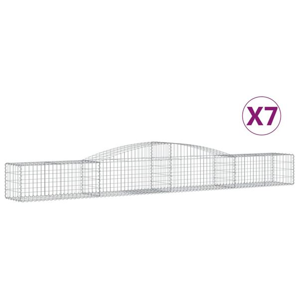 vidaXL 7 db íves horganyzott vas gabion kosár 400x50x40/60 cm
