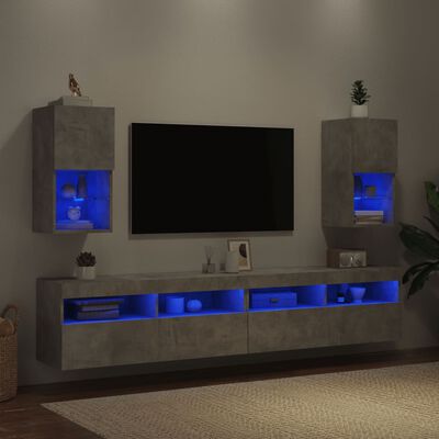 vidaXL 2 db betonszürke TV-szekrény LED-lámpákkal 30,5 x 35 x 40 cm