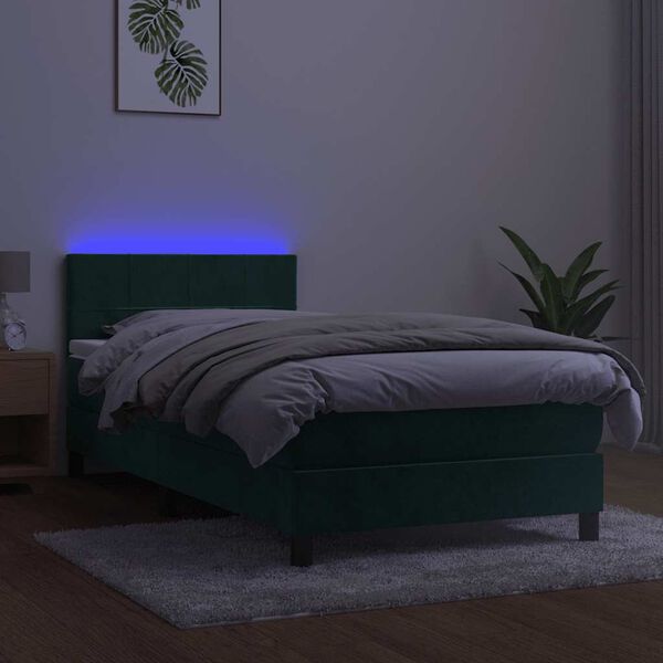 vidaXL s&ouml;t&eacute;tz&ouml;ld b&aacute;rsony rug&oacute;s &eacute;s LED-es &aacute;gy matraccal 90x190 cm