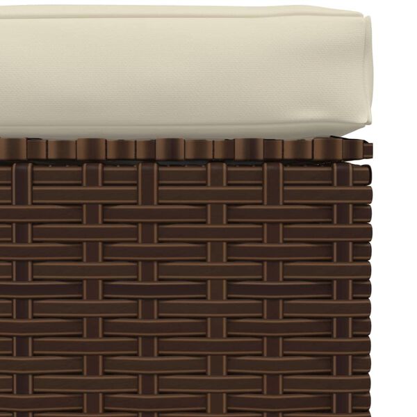 vidaXL barna polyrattan kerti l&aacute;btart&oacute; p&aacute;rn&aacute;val 70 x 70 x 30 cm