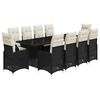 vidaXL 11 r&eacute;szes fekete polyrattan kerti bisztr&oacute;garnit&uacute;ra p&aacute;rn&aacute;kkal