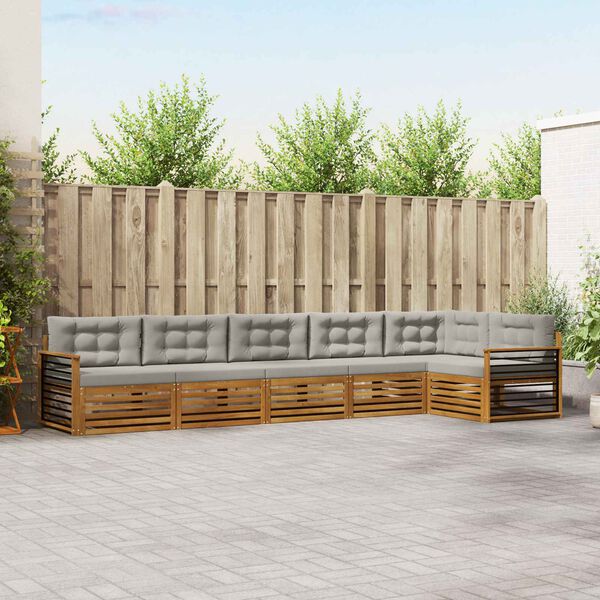 vidaXL K&uuml;lt&eacute;ri kanap&eacute; szett 6 pcs Term&eacute;szetes &eacute;s Vil&aacute;gossz&uuml;rke